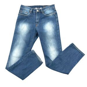 Solly Blue Faded Mid Waist Straight Five-Pocket Straight-Leg‎ Jeans Size 32 x 32